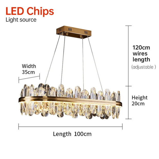 Modern Crystal Chandelier Lighting for Bedroom Living Room Villa Ceiling Lamp Golden Rectangular Luxury Simple Led Lustre