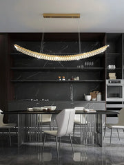 Nordic LED Restaurant Chandelier Light Luxury Crystal Dining Table Lamp Modern Rectangular Kitchen Island Chandelier Lighting