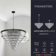 24 Lights Empress Crystal Chandelier Lighting Modern Contemporary Chandeliers Pendant Ceiling Lamp Lights Fixture 7-Tier for Dining Room Living Room Hotel Showroom W39.4