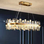 Modern Crystal Chandelier Lighting for Bedroom Living Room Villa Ceiling Lamp Golden Rectangular Luxury Simple Led Lustre