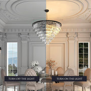 24 Lights Empress Crystal Chandelier Lighting Modern Contemporary Chandeliers Pendant Ceiling Lamp Lights Fixture 7-Tier for Dining Room Living Room Hotel Showroom W39.4