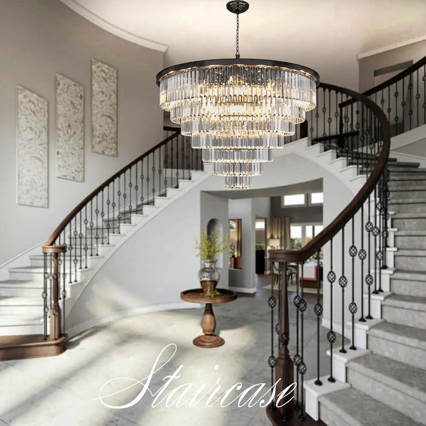 24 Lights Empress Crystal Chandelier Lighting Modern Contemporary Chandeliers Pendant Ceiling Lamp Lights Fixture 7-Tier for Dining Room Living Room Hotel Showroom W39.4