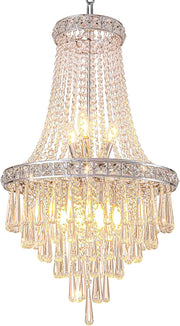 Crystal Chandeliers for Foyer Entryway Luxury K9 Modern Chandelier Lighting Silver 9-Light Bulb Apply Ceiling Hanging Dining Room and Living Room