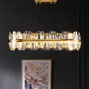 Modern Crystal Chandelier Lighting for Bedroom Living Room Villa Ceiling Lamp Golden Rectangular Luxury Simple Led Lustre