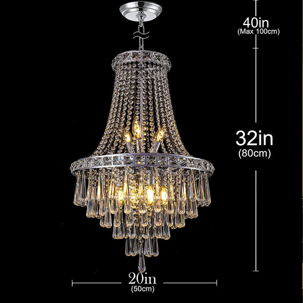 Crystal Chandeliers for Foyer Entryway Luxury K9 Modern Chandelier Lighting Silver 9-Light Bulb Apply Ceiling Hanging Dining Room and Living Room