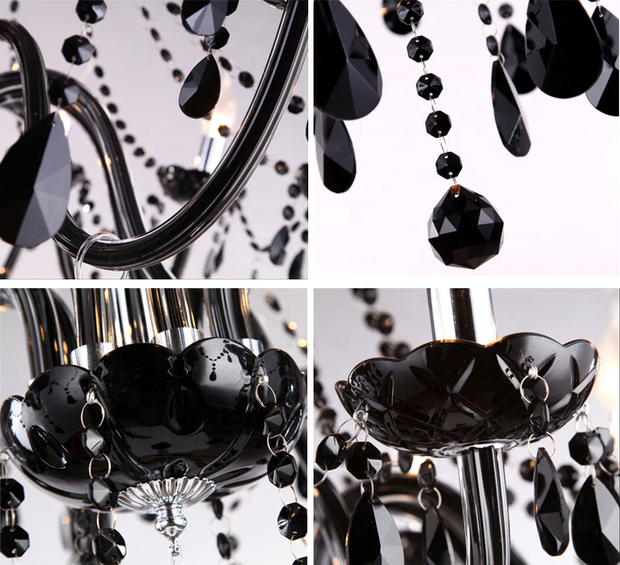 Contemporary Style Black Crystal Chandelier