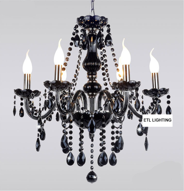 Contemporary Style Black Crystal Chandelier - Modern Miami Lighting And Decor