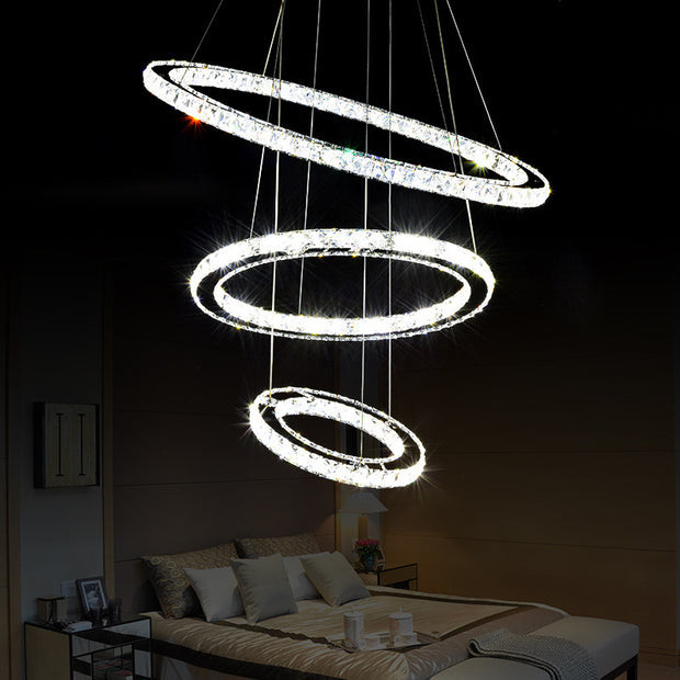 Round Ball Room Crystal and Stainless Steel Chandelier - Modern Miami Lighting And Decor