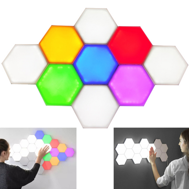 Hexagon LED Honeycomb (Ceiling or Wall) Light (RGB Magnetic Touch Sensor) - Modern Miami Lighting And Decor