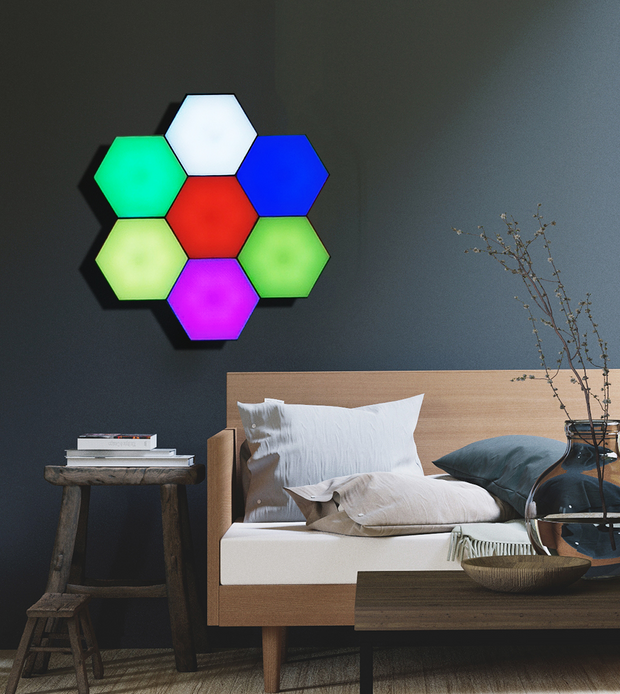 Hexagon LED Honeycomb (Ceiling or Wall) Light (RGB Magnetic Touch Sensor) - Modern Miami Lighting And Decor