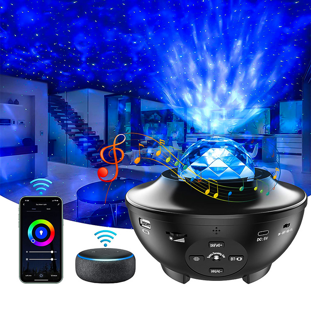 Remote Controlled Laser Sky Projector with USB Music Player - Modern Miami Lighting And Decor